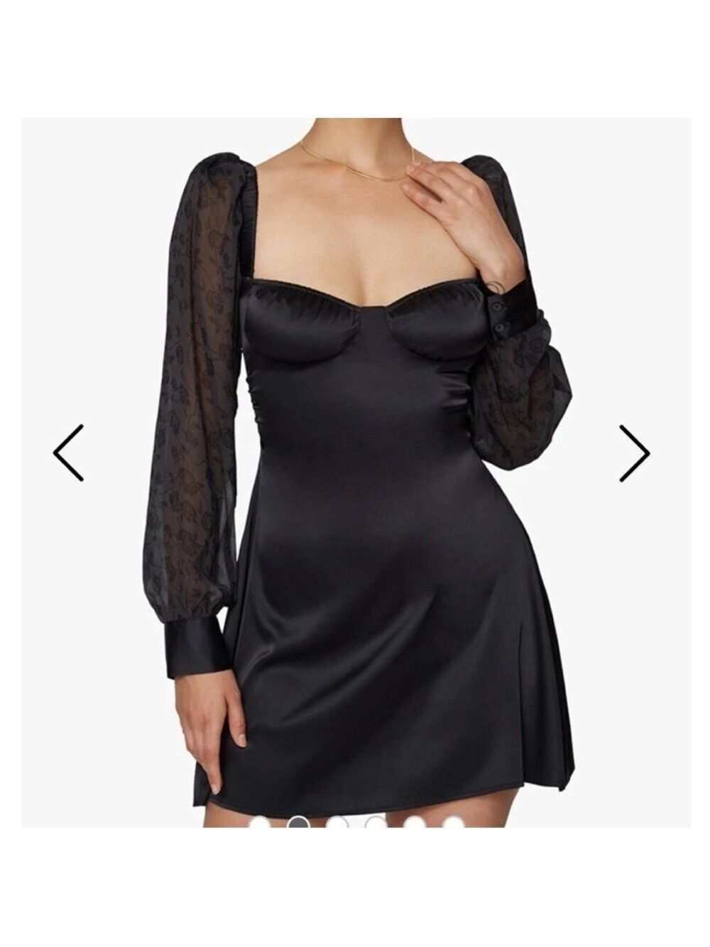 We Wore What Floral Puff Sleeve Mini Dress in Velveteen Rose Black